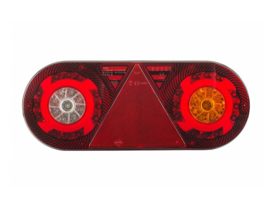 Lampa zespolona tylna z trójkątem odblask. HOR 105, STELLA, diodowa 12/24 V, prawa (6-funkcyjna, przewód okrągły 6x0,5 mm2, długość 2 m)